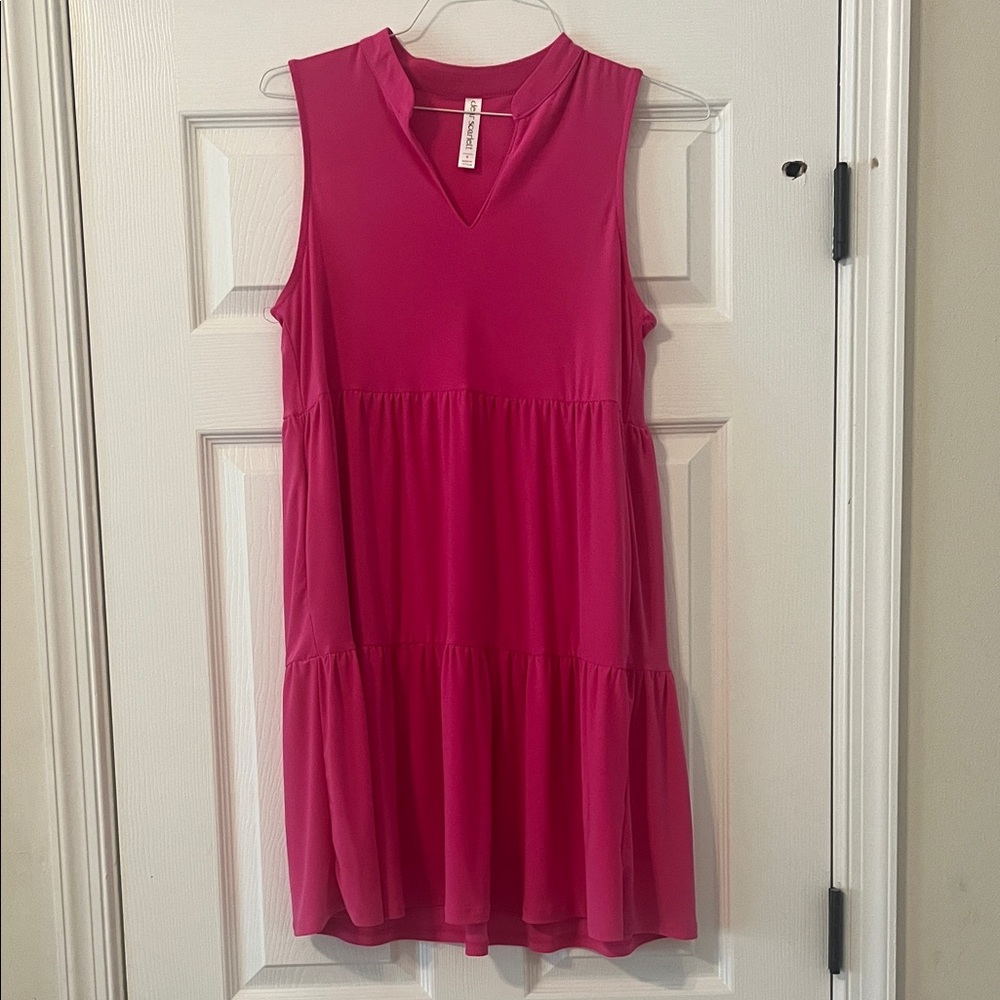 Dear Scarlett Vibrant Pink V-Neck Top